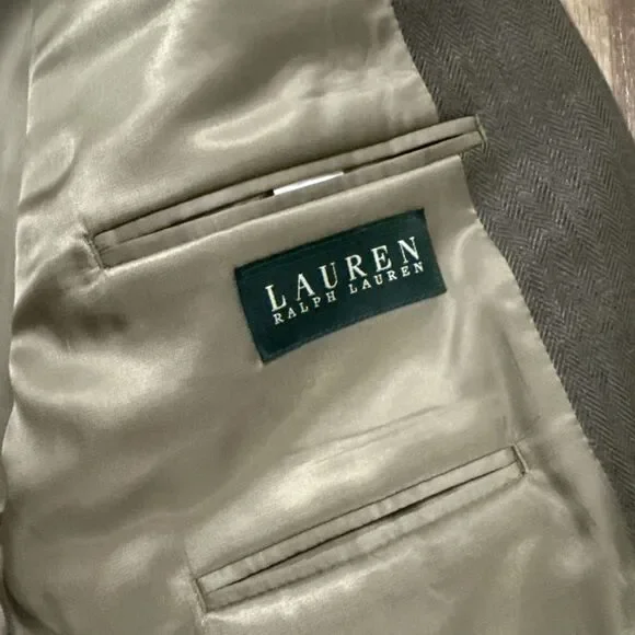 Ralph Lauren Herringbone Equestrian Blazer Sport Coat W/Elbow Patches Size 46R - Picture 14 of 16